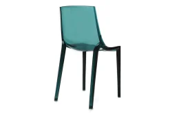 Miliboo Chaise Design|Chaise De Jardin-Chaises design empilables bleu pétrole transparent intérieur - extérieur (lot de 2) YZEL