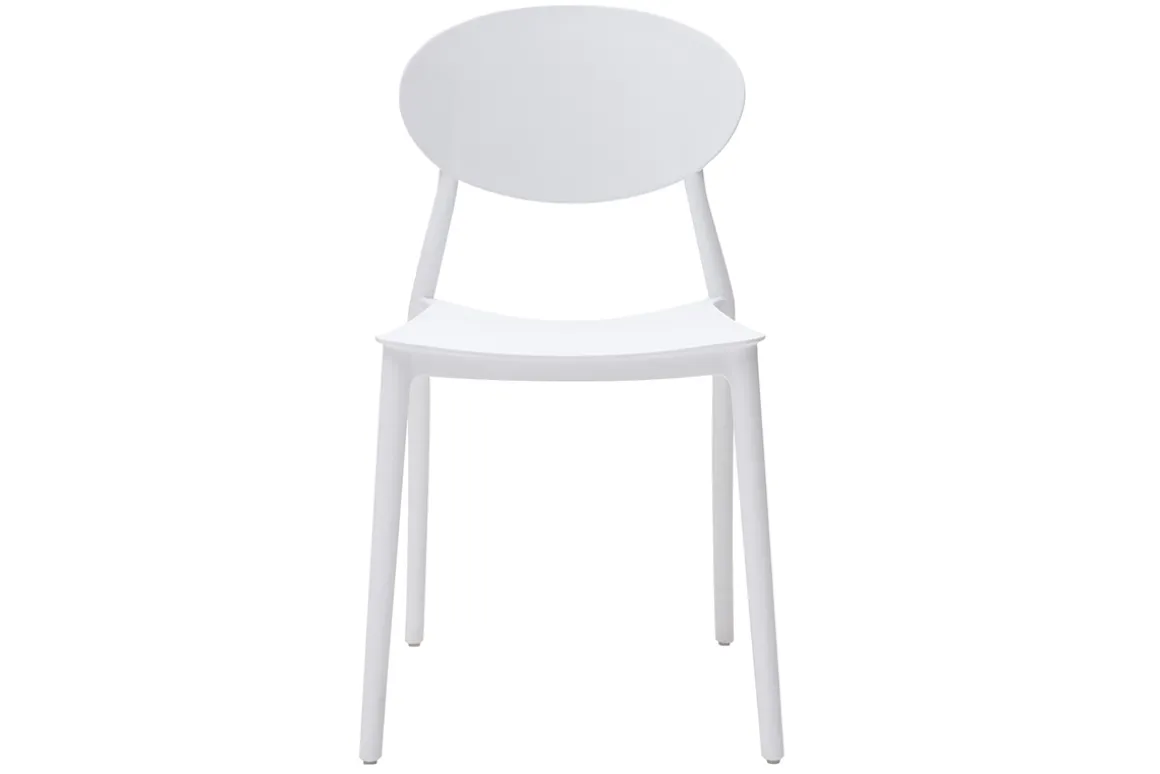 Miliboo Chaise Design|Chaise De Jardin-Chaises design empilables blanches intérieur - extérieur (lot de 2) ANNA