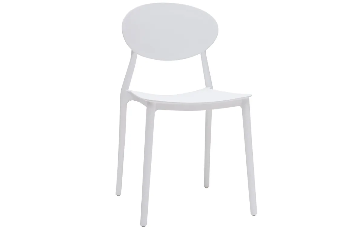 Miliboo Chaise Design|Chaise De Jardin-Chaises design empilables blanches intérieur - extérieur (lot de 2) ANNA
