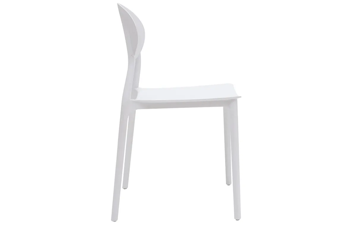 Miliboo Chaise Design|Chaise De Jardin-Chaises design empilables blanches intérieur - extérieur (lot de 2) ANNA