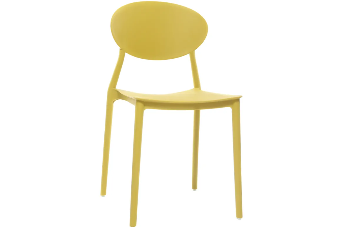 Miliboo Chaise Design|Chaise De Jardin-Chaises design empilables jaunes intérieur - extérieur (lot de 2) ANNA