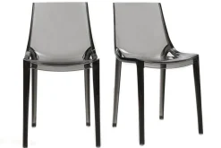 Miliboo Chaise Design|Chaise De Jardin-Chaises design empilables gris transparent intérieur - extérieur (lot de 2) YZEL