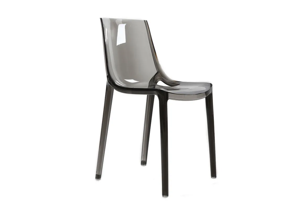 Miliboo Chaise Design|Chaise De Jardin-Chaises design empilables gris transparent intérieur - extérieur (lot de 2) YZEL