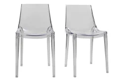 Miliboo Chaise Design|Chaise De Jardin-Chaises design empilables transparentes intérieur - extérieur (lot de 2) YZEL