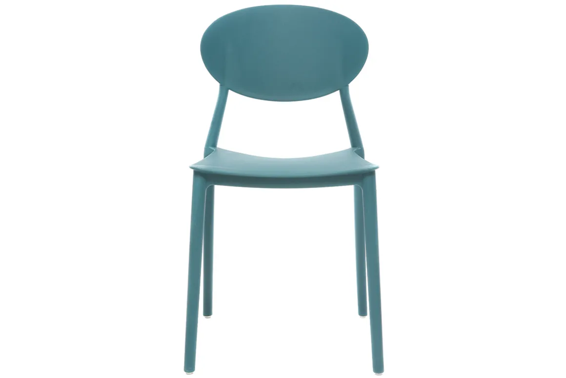 Miliboo Chaise Design|Chaise De Jardin-Chaises design empilables bleu canard intérieur - extérieur (lot de 2) ANNA