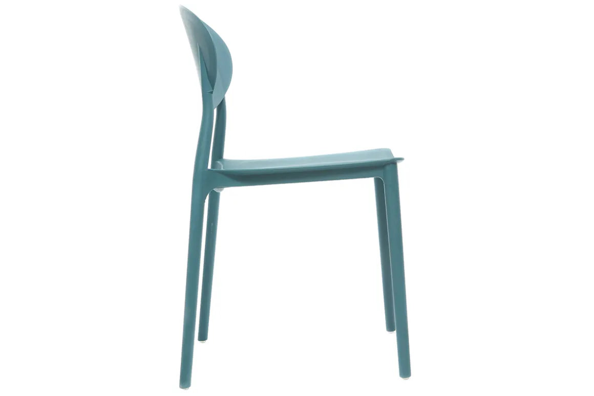 Miliboo Chaise Design|Chaise De Jardin-Chaises design empilables bleu canard intérieur - extérieur (lot de 2) ANNA