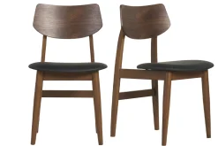Miliboo Chaise Design-Chaises design en bois foncé et noir (lot de 2) ELION