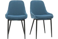 Miliboo Chaise Design-Chaises design en tissu bleu canard et métal noir (lot de 2) HOLO