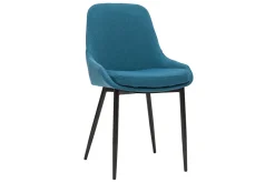 Miliboo Chaise Design-Chaises design en tissu bleu canard et métal noir (lot de 2) HOLO