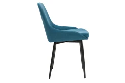 Miliboo Chaise Design-Chaises design en tissu bleu canard et métal noir (lot de 2) HOLO