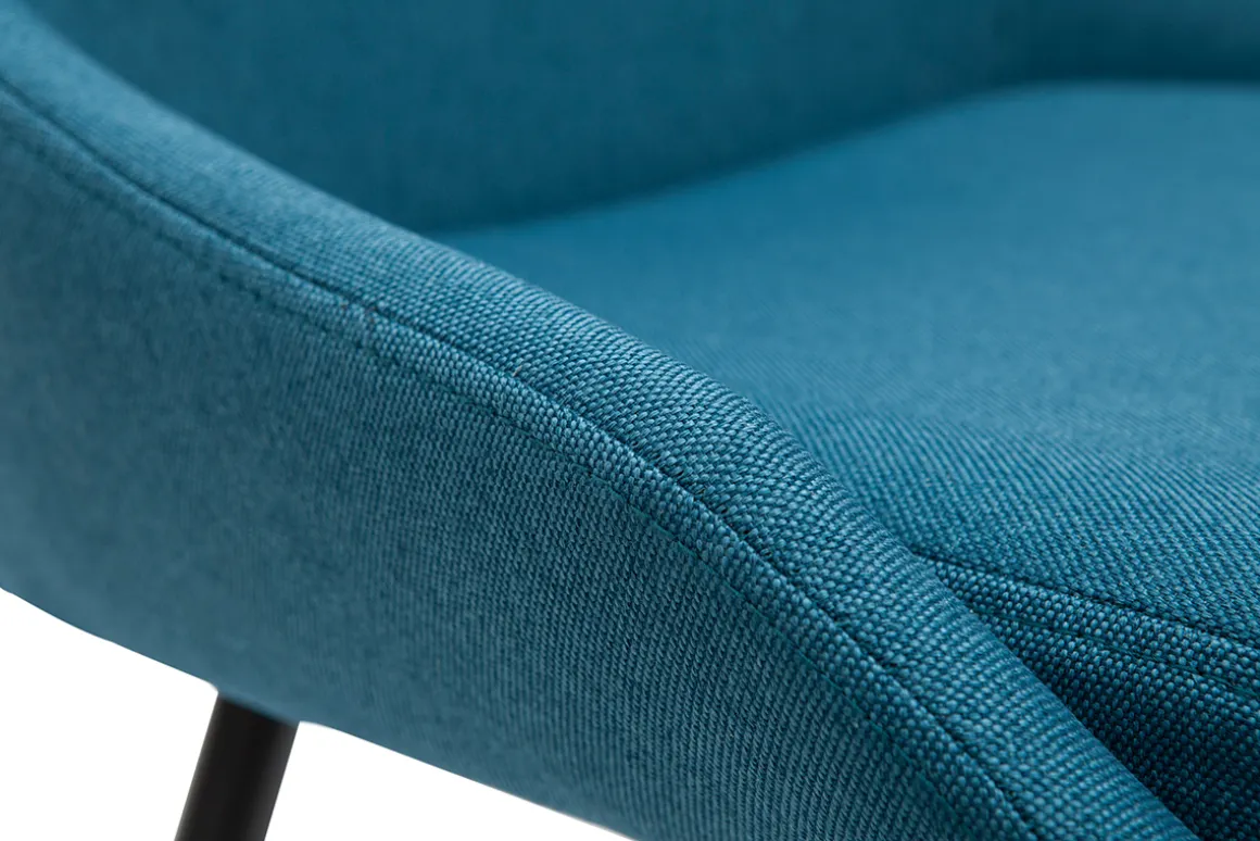 Miliboo Chaise Design-Chaises design en tissu bleu canard et métal noir (lot de 2) HOLO