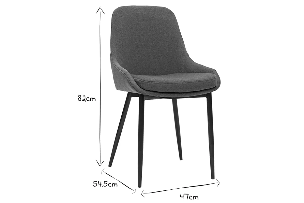 Miliboo Chaise Design-Chaises design en tissu bleu canard et métal noir (lot de 2) HOLO