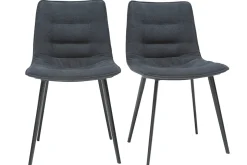 Miliboo Chaise Design-Chaises design en tissu effet velours gris foncé et métal noir (lot de 2) PARKER