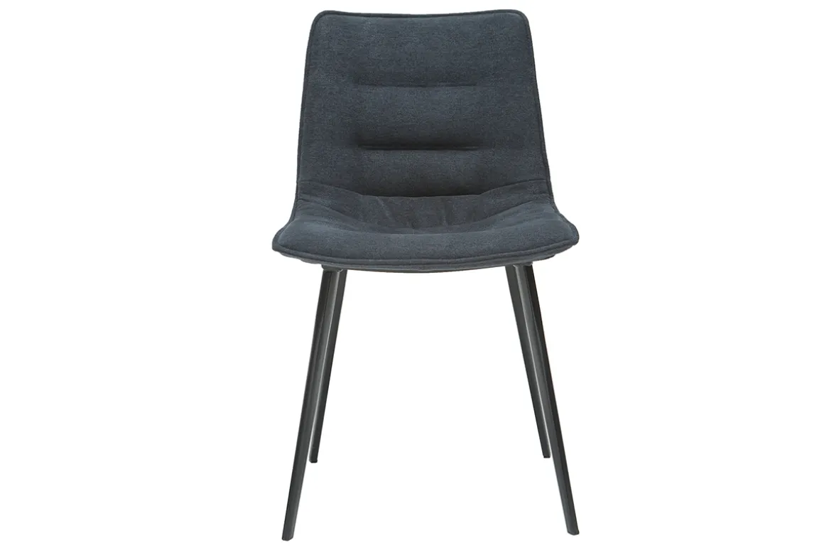 Miliboo Chaise Design-Chaises design en tissu effet velours gris foncé et métal noir (lot de 2) PARKER