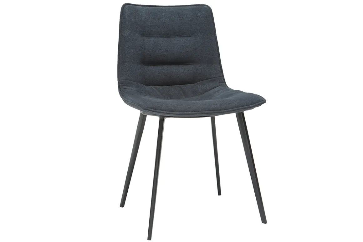 Miliboo Chaise Design-Chaises design en tissu effet velours gris foncé et métal noir (lot de 2) PARKER