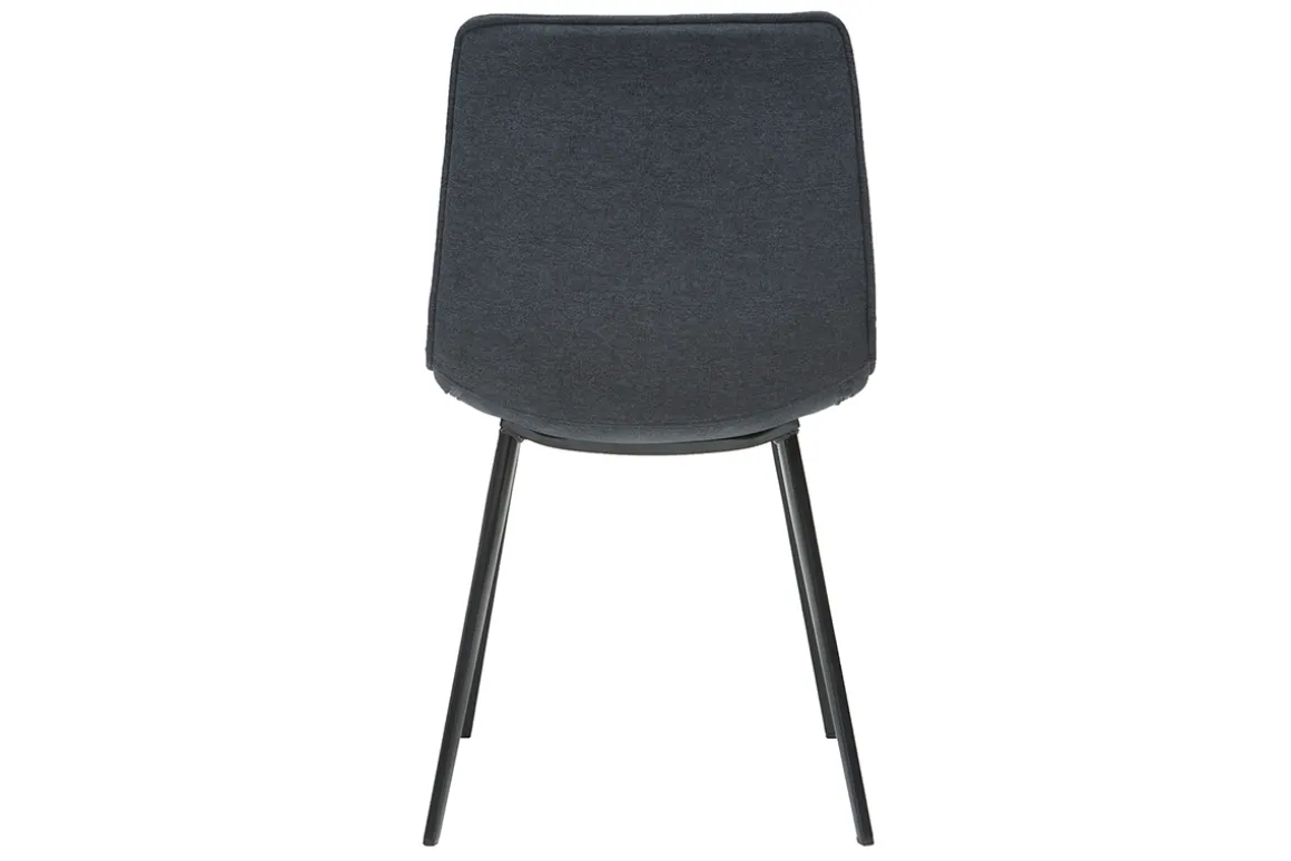 Miliboo Chaise Design-Chaises design en tissu effet velours gris foncé et métal noir (lot de 2) PARKER