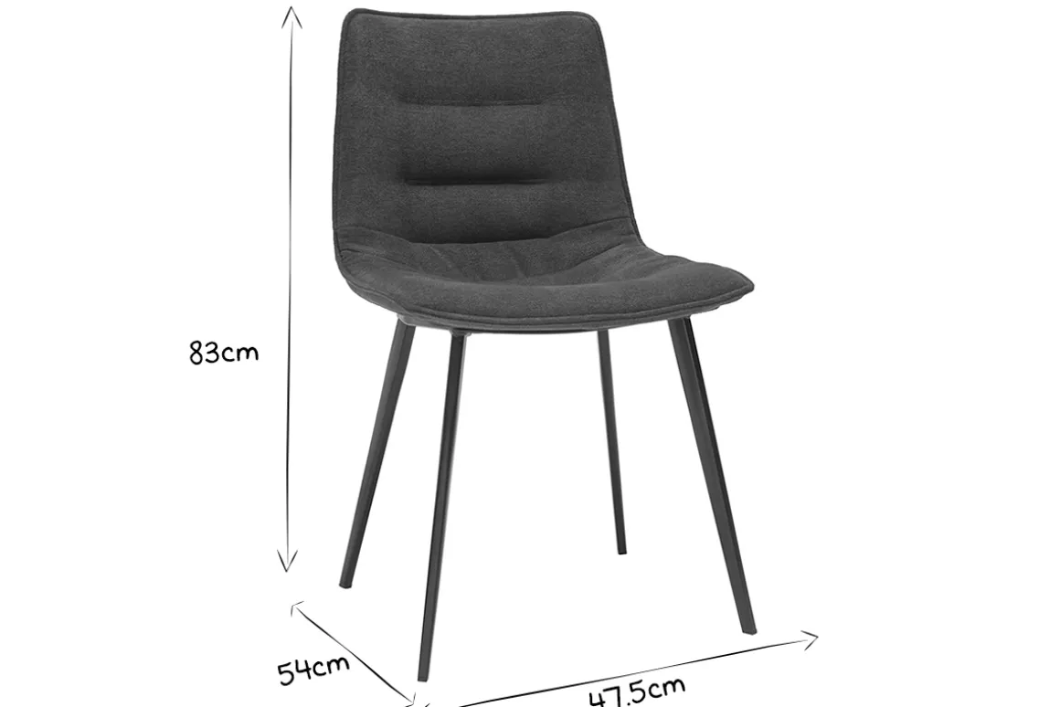 Miliboo Chaise Design-Chaises design en tissu effet velours gris foncé et métal noir (lot de 2) PARKER