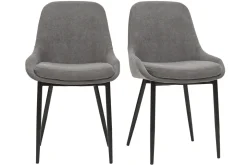 Miliboo Chaise Design-Chaises design en tissu effet velours gris et métal noir (lot de 2) HOLO