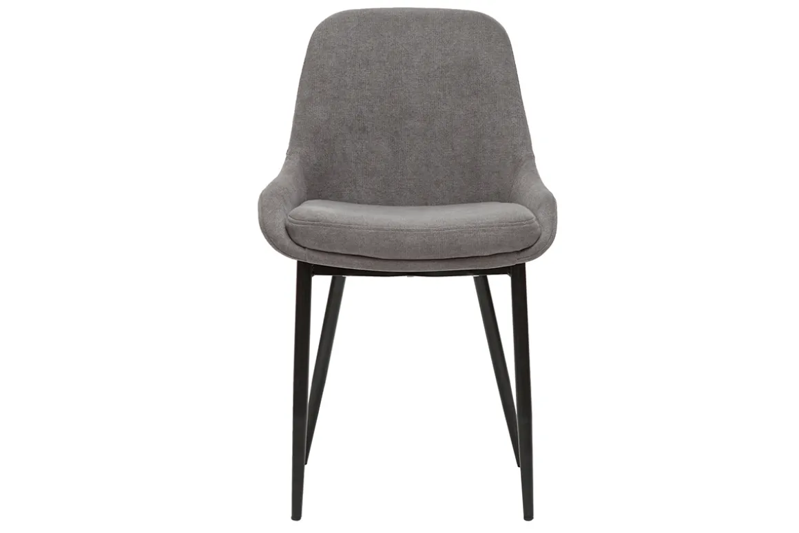 Miliboo Chaise Design-Chaises design en tissu effet velours gris et métal noir (lot de 2) HOLO