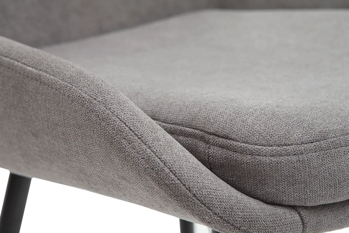 Miliboo Chaise Design-Chaises design en tissu effet velours gris et métal noir (lot de 2) HOLO