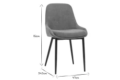 Miliboo Chaise Design-Chaises design en tissu effet velours gris et métal noir (lot de 2) HOLO