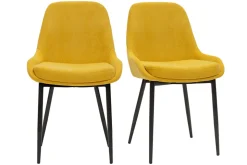 Miliboo Chaise Design-Chaises design en tissu effet velours jaune moutarde et métal noir (lot de 2) HOLO