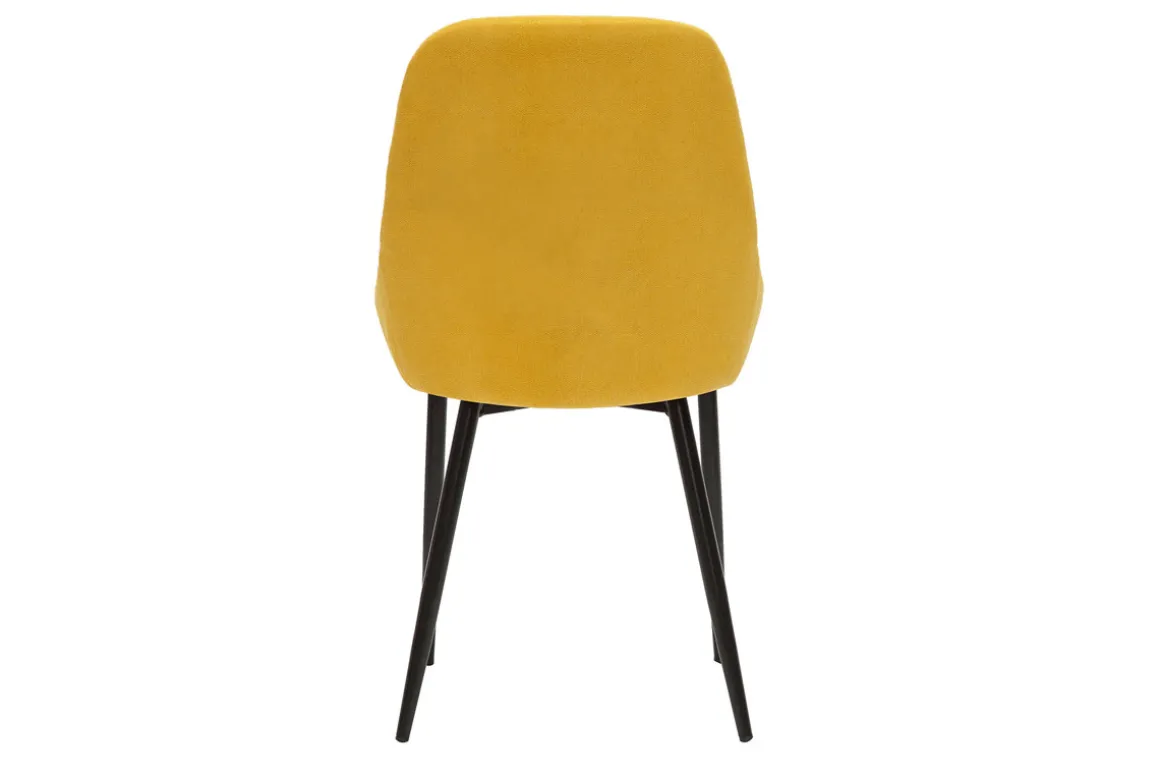 Miliboo Chaise Design-Chaises design en tissu effet velours jaune moutarde et métal noir (lot de 2) HOLO
