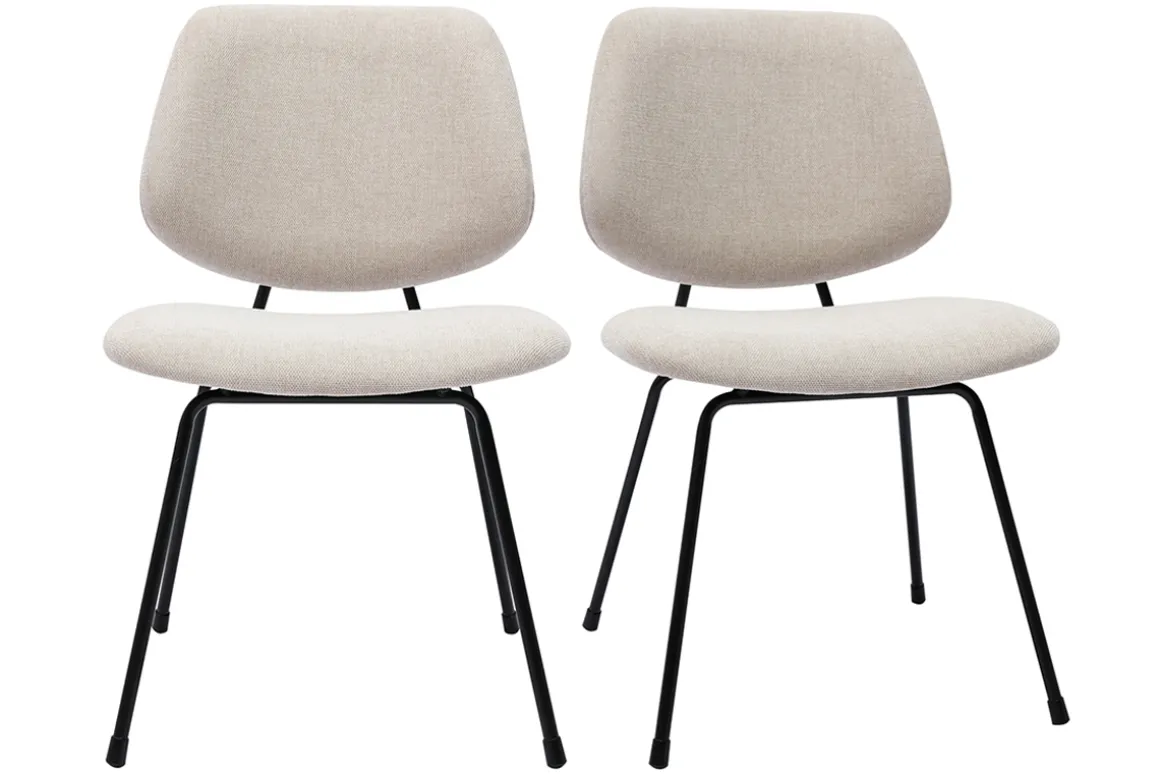Miliboo Chaise Design-Chaises design en tissu effet velours beige et métal noir (lot de 2) BARNET