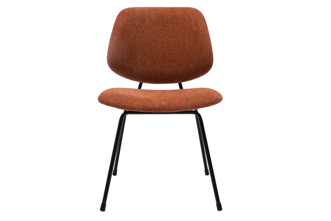 Miliboo Chaise Design-Chaises design en tissu effet velours terre brûlée et métal noir (lot de 2) BARNET