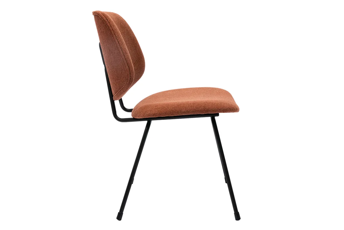 Miliboo Chaise Design-Chaises design en tissu effet velours terre brûlée et métal noir (lot de 2) BARNET