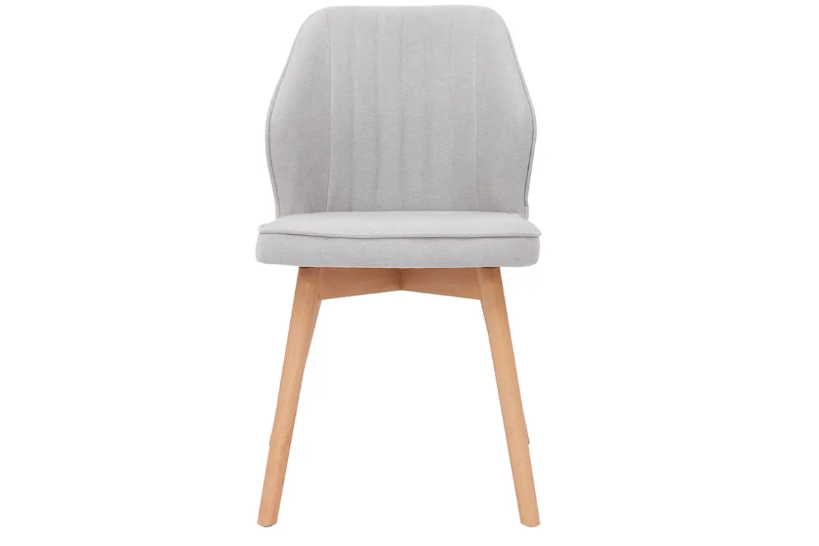 Miliboo Chaise Design-Chaises design en tissu effet velours gris et bois clair (lot de 2) FANETTE