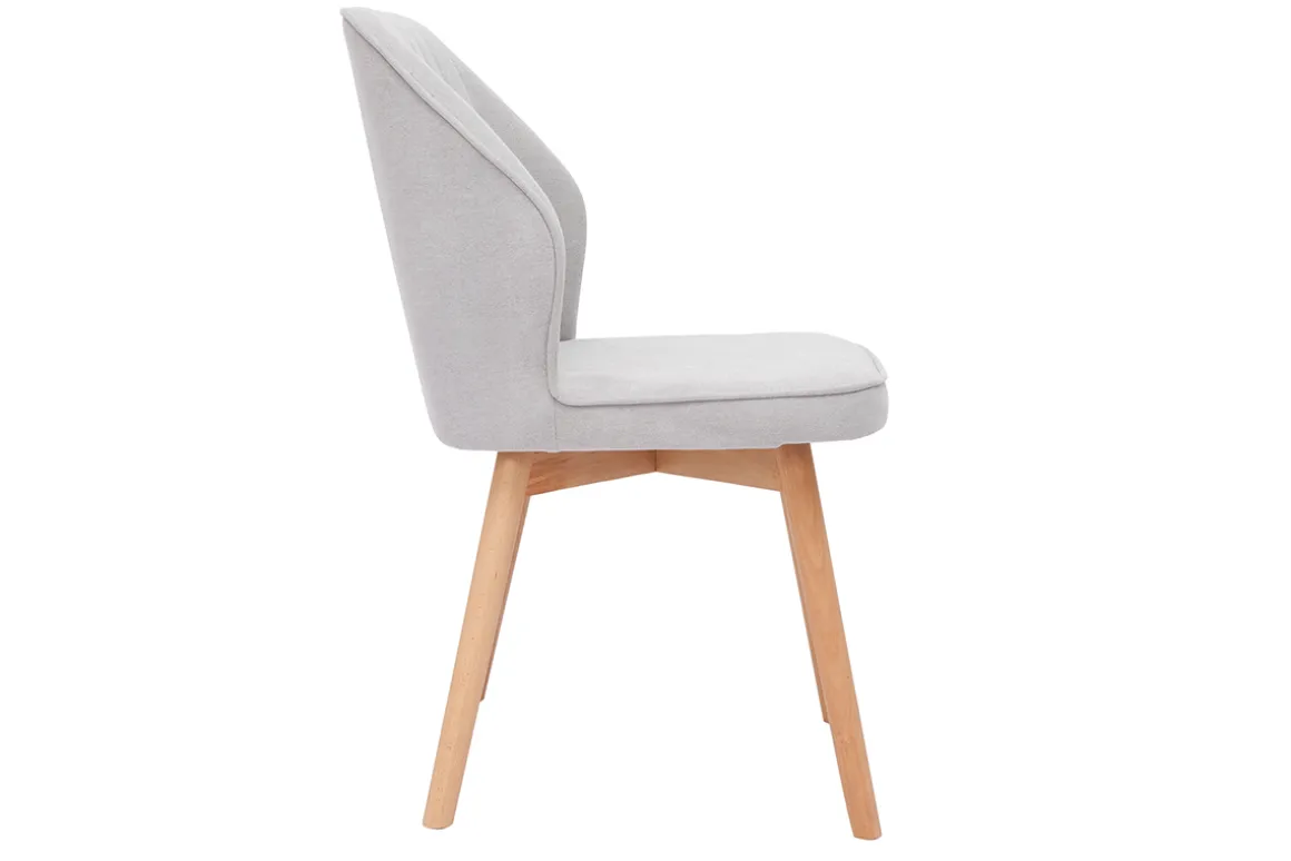 Miliboo Chaise Design-Chaises design en tissu effet velours gris et bois clair (lot de 2) FANETTE