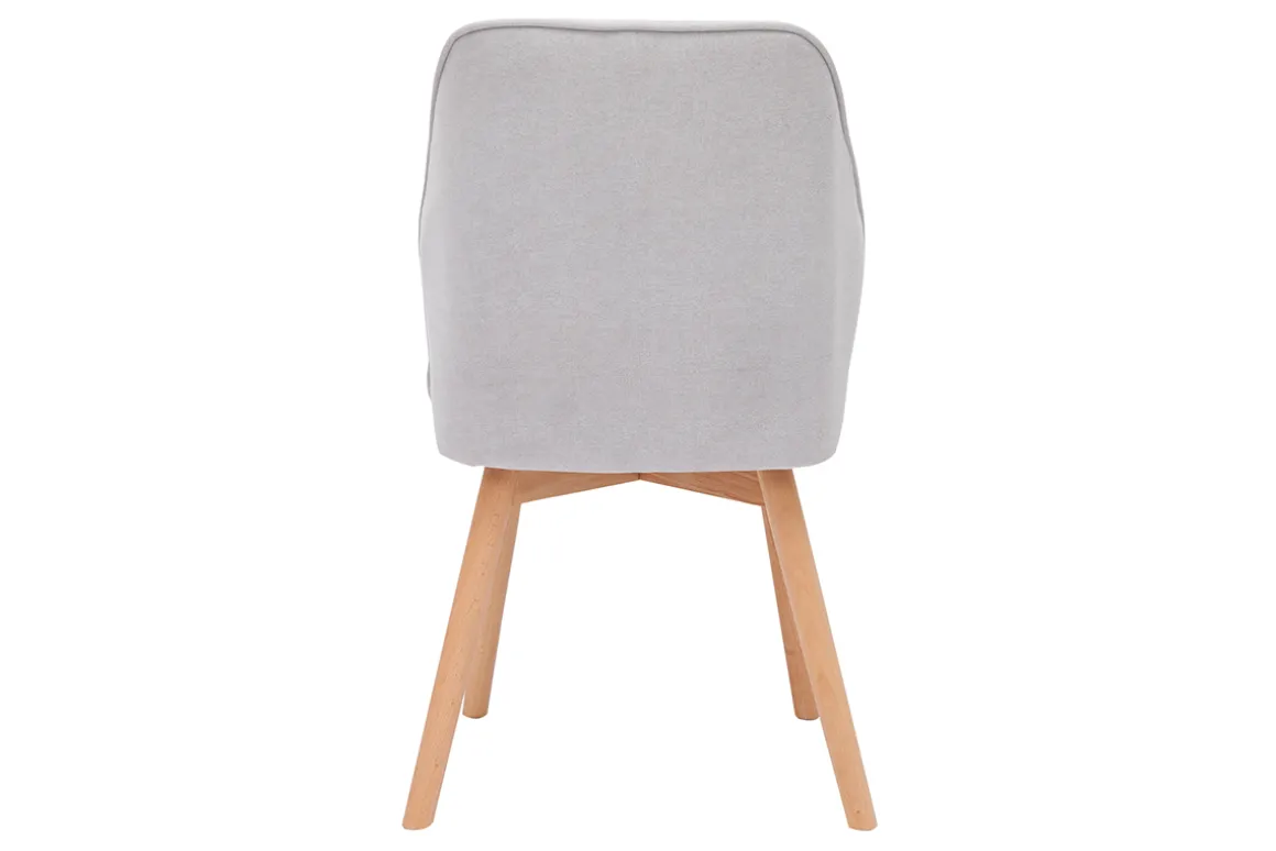 Miliboo Chaise Design-Chaises design en tissu effet velours gris et bois clair (lot de 2) FANETTE