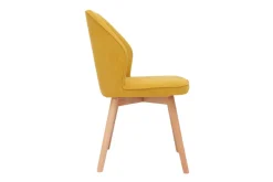 Miliboo Chaise Design-Chaises design en tissu effet velours jaune moutarde et bois clair (lot de 2) FANETTE
