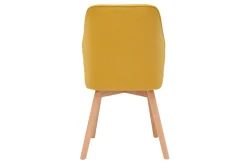 Miliboo Chaise Design-Chaises design en tissu effet velours jaune moutarde et bois clair (lot de 2) FANETTE