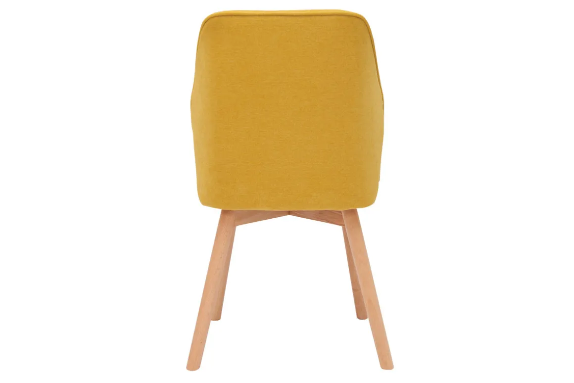 Miliboo Chaise Design-Chaises design en tissu effet velours jaune moutarde et bois clair (lot de 2) FANETTE