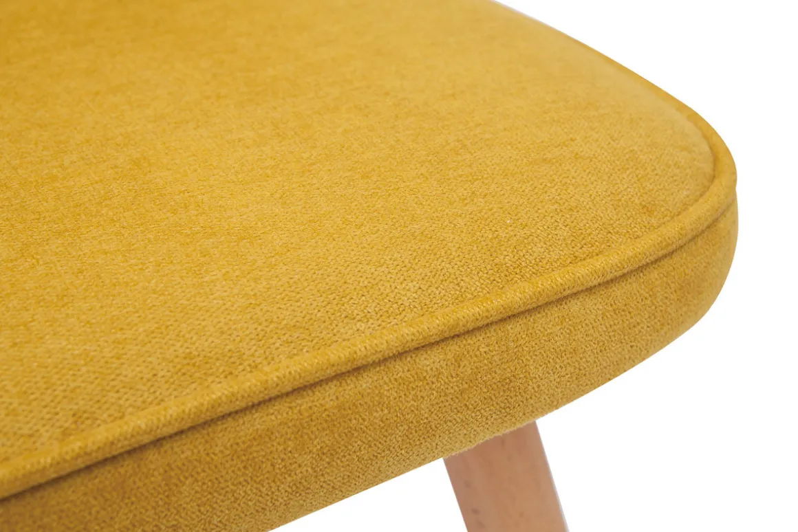 Miliboo Chaise Design-Chaises design en tissu effet velours jaune moutarde et bois clair (lot de 2) FANETTE