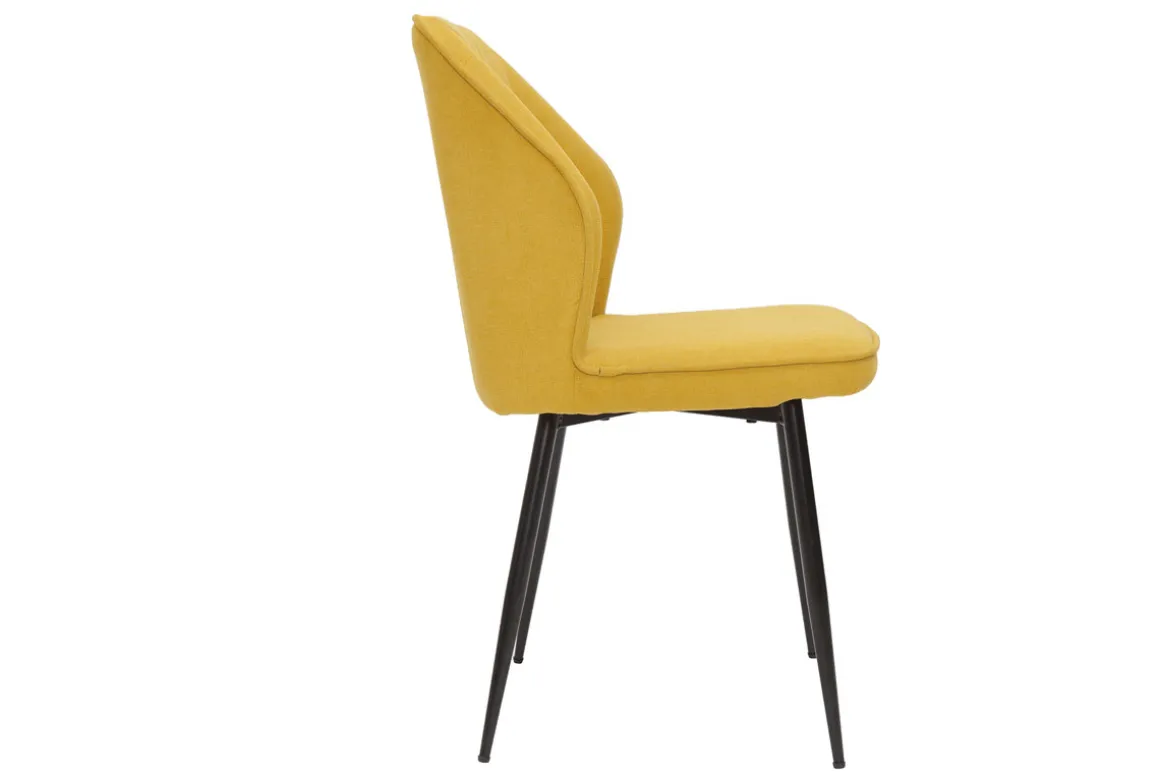 Miliboo Chaise Design-Chaises design en tissu effet velours jaune moutarde et métal noir (lot de 2) FANETTE