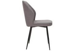 Miliboo Chaise Design-Chaises design en tissu effet velours gris et métal noir (lot de 2) FANETTE