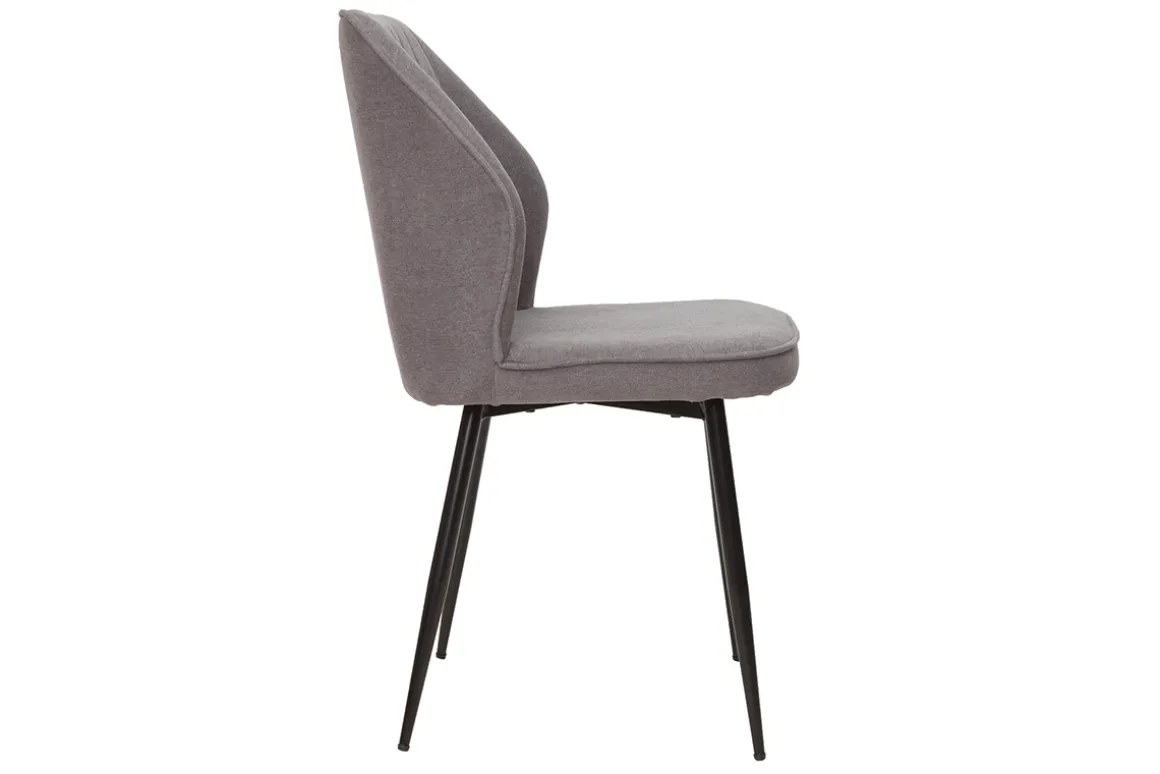 Miliboo Chaise Design-Chaises design en tissu effet velours gris et métal noir (lot de 2) FANETTE