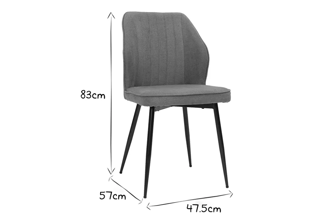 Miliboo Chaise Design-Chaises design en tissu effet velours gris et métal noir (lot de 2) FANETTE