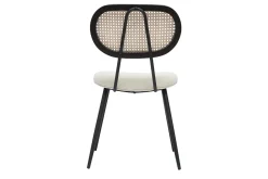 Miliboo Chaise Design-Chaises design en tissu effet laine bouclée blanc cassé, métal noir et cannage rotin naturel (lot de 2) TOLMA