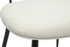 Miliboo Chaise Design-Chaises design en tissu effet laine bouclée blanc cassé, métal noir et cannage rotin naturel (lot de 2) TOLMA