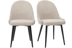 Miliboo Chaise Design-Chaises design en tissu effet velours beige et métal noir (lot de 2) REEZ
