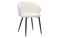 Miliboo Chaise Design-Chaises design en tissu effet laine bouclée écru et métal noir (lot de 2) ROSALIE