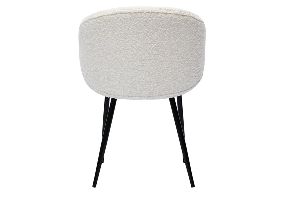 Miliboo Chaise Design-Chaises design en tissu effet laine bouclée écru et métal noir (lot de 2) ROSALIE