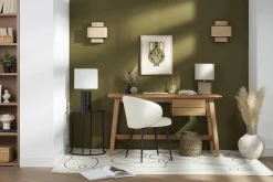 Miliboo Chaise Design-Chaises design en tissu effet laine bouclée écru et métal noir (lot de 2) ROSALIE