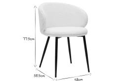 Miliboo Chaise Design-Chaises design en tissu effet laine bouclée écru et métal noir (lot de 2) ROSALIE