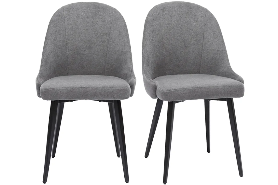 Miliboo Chaise Design-Chaises design en tissu effet velours gris et métal noir (lot de 2) REEZ