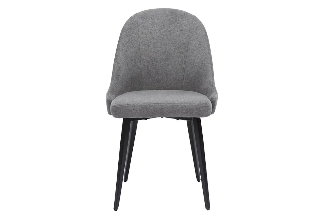 Miliboo Chaise Design-Chaises design en tissu effet velours gris et métal noir (lot de 2) REEZ